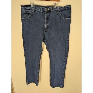 Wrangler Mens Jeans Five Star Regular Fit Flex 44x30 Dark Wash Denim 1096FXVMF